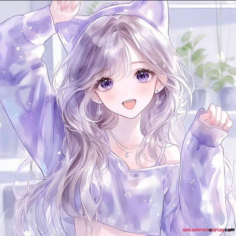 ảnh anime màu tím xinh iu